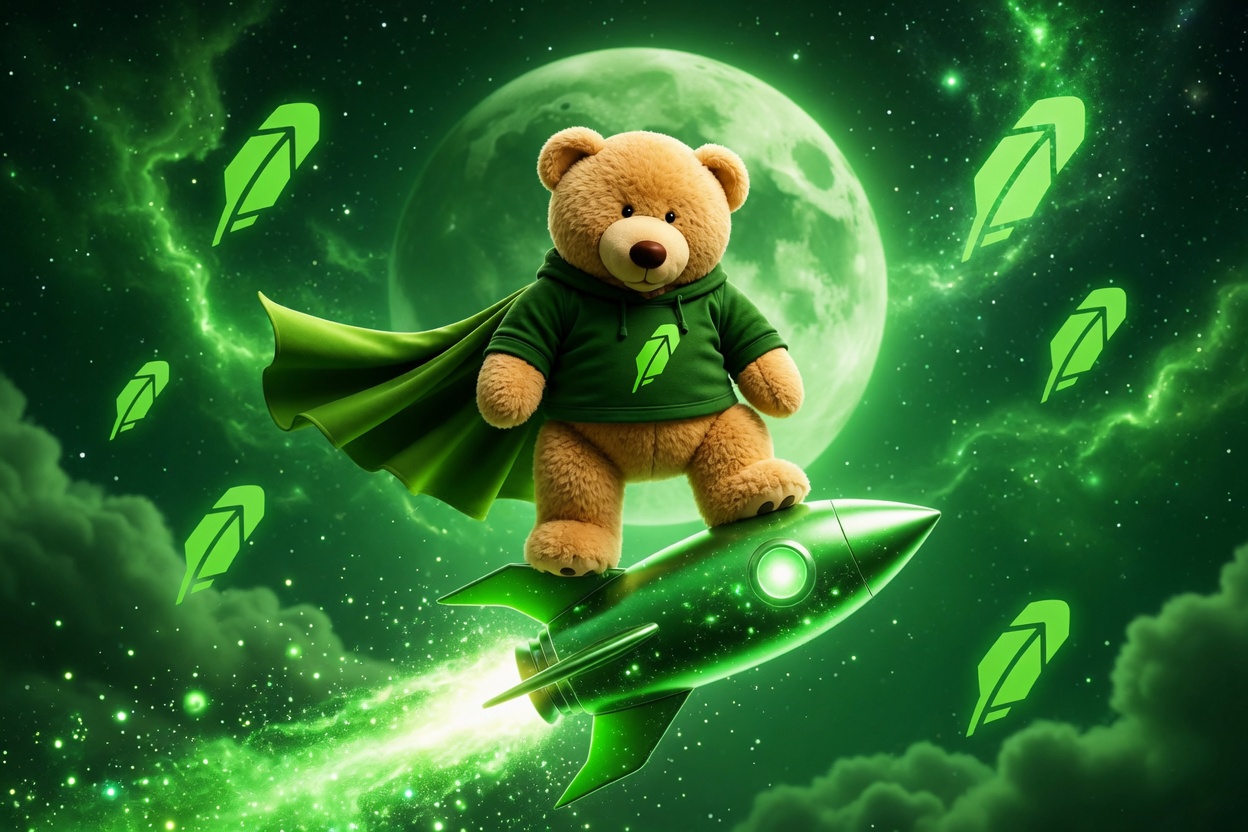 Data Bear flying over city